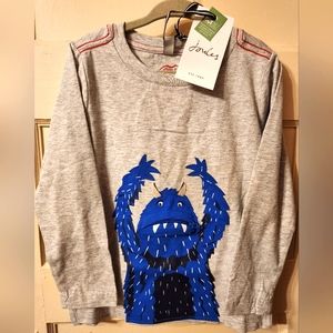 NWT Joules Gray Zipadee Monster Long-Sleeve T-Shirt, 4T/4Y